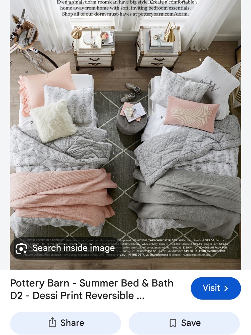 Pottery Barn Dessi Print Reversible Percale Shams (set of 2)